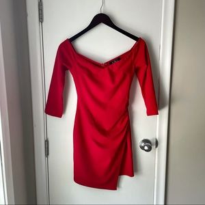 Baby Be Mine Red Off-the-Shoulder Bodycon Dress